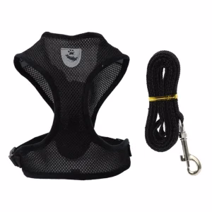 Lux Pets Szelki Oddychające Bezuciskowe Airmesh Ze Smyczą 120 Cm Czarne M 30-39 Od 2.5 Do 4 Kg
