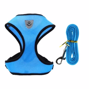 Lux Pets Szelki Oddychające Bezuciskowe Airmesh Ze Smyczą 120 Cm Niebieskie S 24-34 Do 2.5 Kg