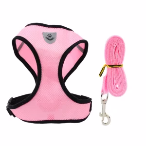 Lux Pets Szelki Oddychające Bezuciskowe Airmesh Ze Smyczą 120 Cm Różowe S 24-34 Do 2.5 Kg