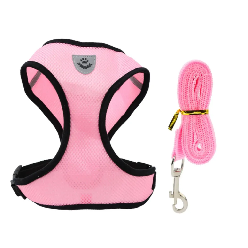 Lux Pets Szelki Oddychające Bezuciskowe Airmesh Ze Smyczą 120 Cm Różowe L 34-46 Od 4 Do 6 Kg
