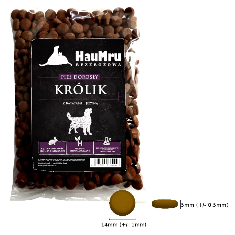 HauMru Bezzbożowa karma dla psa -Wszystkie Rasy - Królik 100g