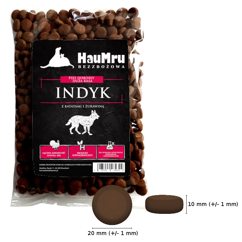 Haumru Bezzbożowa-Duża Rasa-Indyk Z Batatami I Żurawiną 100 G-Próbka Dla Psa