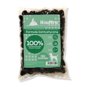 HAUMRU BEZZBOŻOWA -VET PIES- FORMUŁA DENTYSTYCZNA - PIES DOROSŁY - 100G karma dla psa,karma weterynaryjna dla psa,karma dentystyczna dla psa,HauMru VET Dental,bezzbożowa karma dla psa,karma na kamień nazębny dla psa,karma na płytkę nazębną dla psa,świeży oddech psa,higiena jamy ustnej psa,indyk z łososiem dla psa,hipoalergiczna karma dla psa,zdrowe zęby psa,ochrona dziąseł psa,karma dla psów z problemami zębów,Plaque Defence,kolagen dla psa,karma dla dorosłych psów,karma dla szczeniąt,karma dla psów małych ras,karma dla psów dużych ras,karma dla psów wrażliwych