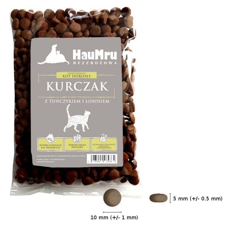 HauMru Bezzbożowa karma dla kota-Dorosły-Kurczak Z Tuńczykiem 100g